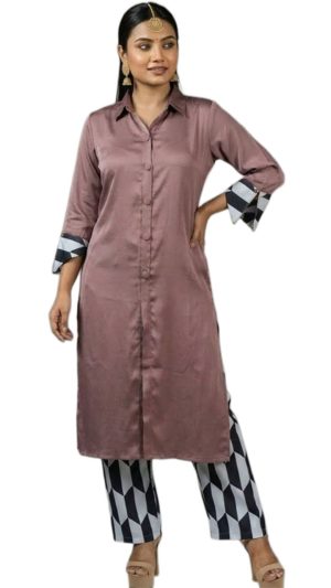 Satin Shirt Dress with Contrast Cuff Detail